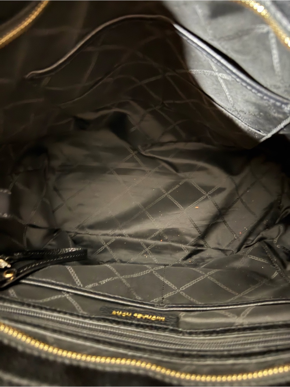 Michael Kors Black Leather Pebbled Tote with Gold Hardware - Picture 3 of 4